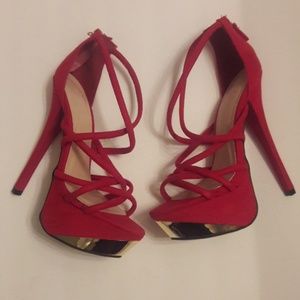 Charlotte Russe/ Red / Strappy/ Platform /Heels